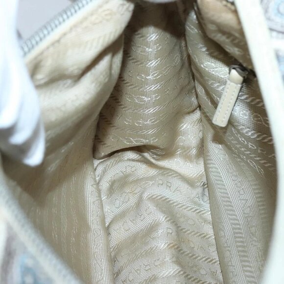 PRADA Shoulder Bag Nylon Beige Silver Auth BA4686 - Picture 13 of 16